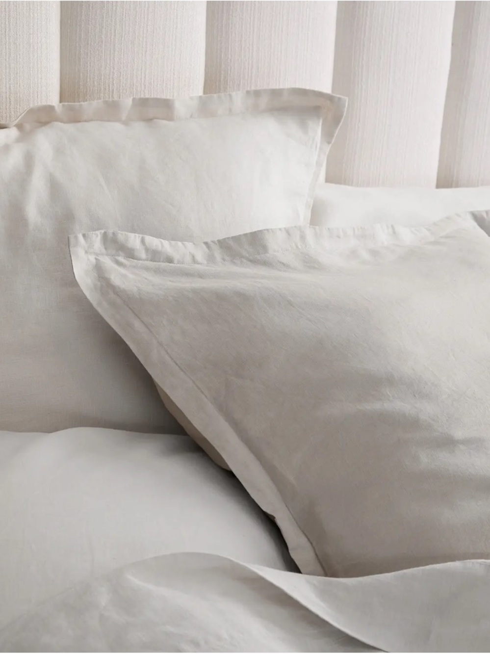 New Quince European Linen Euro Shams - Sand color 26”x26” set of 3